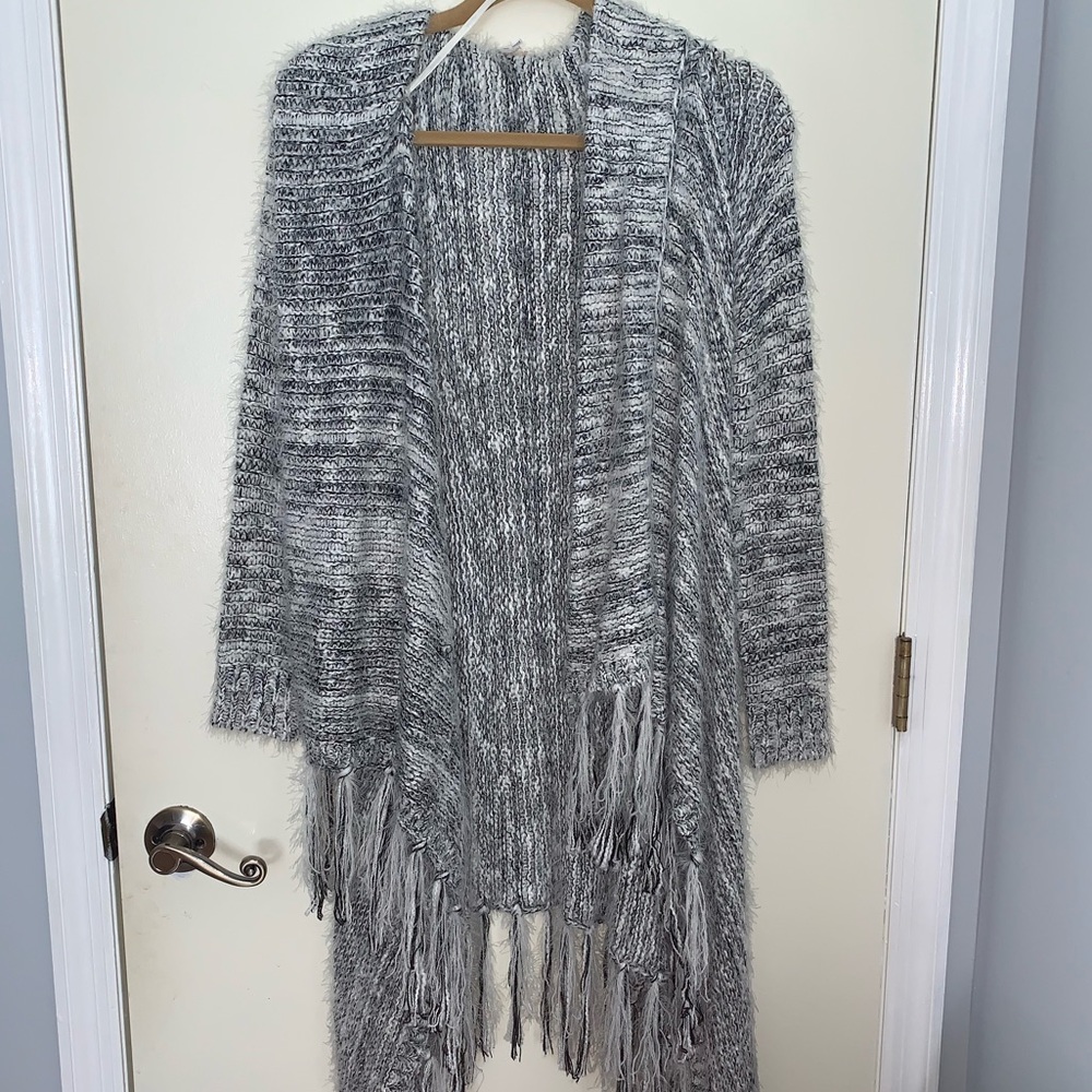 Black and White Long Sleeve Cardigan